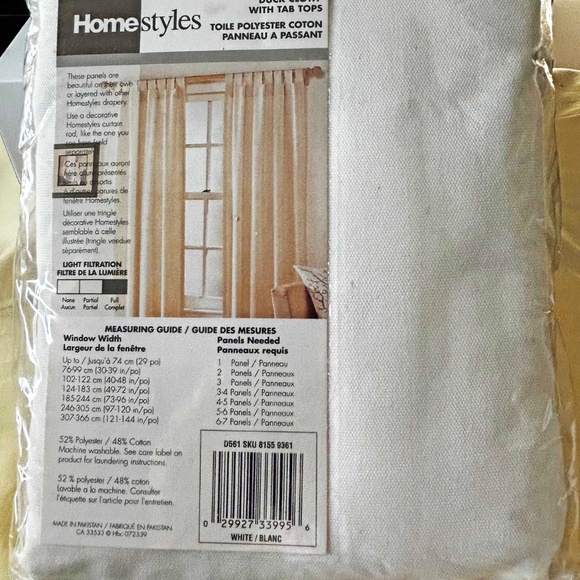 DRAPES, DUCK CLOTH COTTON WITH TAB TOPS, 80 X 63 IN., PACKAGE HAS 2 TAB TOP PANE - Picture 2 of 3